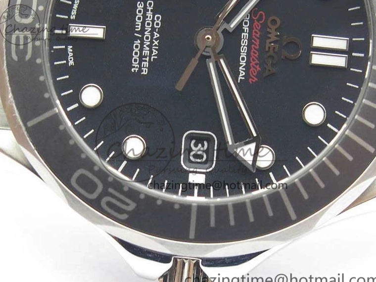 0816 Flexible Seamaster 300M SS OMF 1:1 Best Edition Black Dial Matt Black Ceramic Bezel On SS Bracelet A 8147